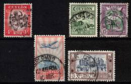 Ceylon Scott 307/312 (ex 310) - SG413/418 (ex416), 1950 Short Set Missing 30c  Used - Ceylon (...-1947)