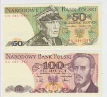 Poland Paper Money Bills 50 Zlotych & 10 Zlotych 1988 UNCIRCULAR ** - Poland