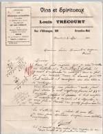 Entête  03/05/1910  -  BRUXELLES  ( Belgique )  -  Louis  TRECOURT  -  Bourgogne En  Bouteilles  -  Cognacs  -  Rhum - ... - 1799