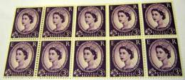 Great Britain 1952 Queen Elizabeth II 3d X 10 - Mint - Unused Stamps