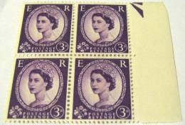 Great Britain 1952 Queen Elizabeth II 3d X 4 - Mint - Ungebraucht