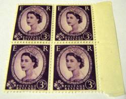 Great Britain 1952 Queen Elizabeth II 3d X 4 - Mint - Ungebraucht