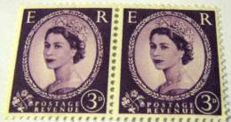 Great Britain 1952 Queen Elizabeth II 3d X 2 - Mint - Ongebruikt