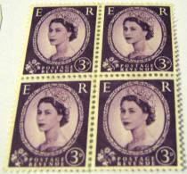 Great Britain 1952 Queen Elizabeth II 3d X 4 - Mint - Nuevos