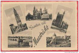 Nederland Maastricht Vintage Scenes 1938 Postcard 13th Century Castle,  Bridge, Church, Fort, Circulated - Maastricht