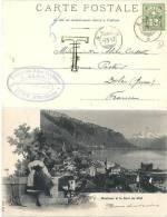 AK Montreux  (datierter Hotelstempel "Pension Des Alpes Vaudoises, Glion")            1903 - Covers & Documents
