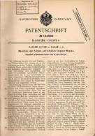 Original Patentschrift - A. Lutze In Halle A. Saale , 1905 , Maschine Für Teig , Bäckerei , Bäcker !!! - Machines