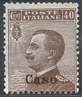 1912 EGEO CASO EFFIGIE 40 CENT MH * - RR10898 - Egée (Caso)