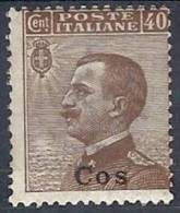 1912 EGEO COO EFFIGIE 40 CENT MH * - RR10899 - Egeo (Coo)