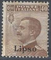 1912 EGEO LIPSO EFFIGIE 40 CENT MH * - RR10899 - Ägäis (Lipso)