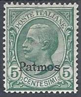 1912 EGEO PATMO EFFIGIE 5 CENT MH * - RR10901 - Egeo (Patmo)