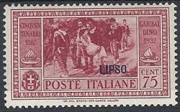 1932 EGEO LIPSO GARIBALDI 75 CENT MH * - RR10906 - Egeo (Lipso)