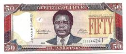 LIBERIA $50 DOLLARS PURPLE MAN FRONT MAN TREE BACK DATED 2008 UNC P.29 READ DESCRIPTION - Liberia