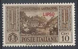 1932 EGEO LIPSO GARIBALDI 10 CENT MH * - RR10907 - Egée (Lipso)