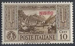 1932 EGEO NISIRO GARIBALDI 10 CENT MH * - RR10908 - Egée (Nisiro)