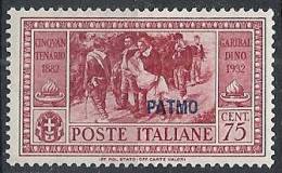 1932 EGEO PATMO GARIBALDI 75 CENT MH * - RR10908 - Aegean (Patmo)