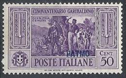 1932 EGEO PATMO GARIBALDI 50 CENT MH * - RR10908 - Egée (Patmo)