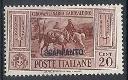 1932 EGEO SCARPANTO GARIBALDI 20 CENT MH * - RR10911 - Ägäis (Scarpanto)