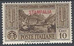 1932 EGEO STAMPALIA GARIBALDI 10 CENT MH * - RR10912 - Egeo (Stampalia)
