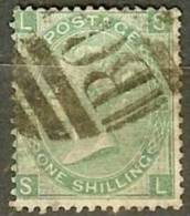 GB 1865 1s Vert Usé - Cat 150 £  (SN 882) - Used Stamps