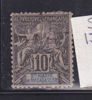 SAINTE MARIE DE MADAGASCAR N° 5 10C NOIR SUR LILAS TYPE GROUPE ALLÉGORIQUE NEUF AVEC CHARNIERE - Andere & Zonder Classificatie