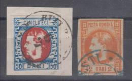 Romania Classic Stamps 2 Bani & 50 Bani Mi#17,25a 1868,1869 USED - 1858-1880 Fürstentum Moldau