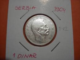 SERBIJA 1 DINARA 1904 / Ag83.5% 5g, KM25 - Servië