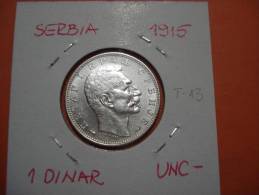 SERBIJA 1 DINARA 1915 / UNC-  / Ag83.5% 5g, KM25 - Serbien