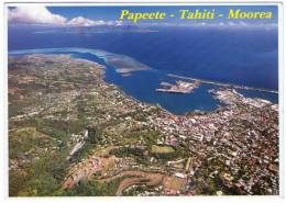 POLYNESIE/FRENCH POLYNESIA - BIRDS EYE VIEW PAPEETE-TAHITI-MOOREA / THEMATIC STAMP-FISHING-BOAT - Polinesia Francesa