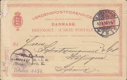 ## Denmark Postal Stationery Ganzsache Entier Brevkort KØBENHAVN 1898 To ZOFINGEN Suisse Switzerland (2 Scans) - Ganzsachen