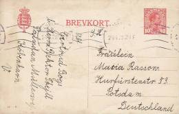 Denmark Postal Stationery Ganzsache Entier Brevkort (55-H) KØBENHAVN 1920 To POTSDAM Germany (2 Scans) - Postal Stationery