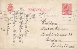 Denmark Postal Stationery Ganzsache Entier Brevkort (55-H) KØBENHAVN 1920 To POTSDAM Germany (2 Scans) - Enteros Postales