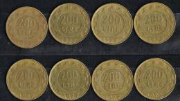 Italia 1977 Monete Circolate £. 200  Lotto 8 Pezzi - 200 Lire