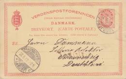 Denmark Postal Stationery Ganzsache Entier Brevkort 10 Ø ESBJERG 1900 To BRAUNSCHWEIG Germany (2 Scans) - Ganzsachen