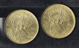 Italia 1897-1997   £. 200  Lega Navale Italiana Lotto 2 Pezzi Circolati Come Scansione - 200 Liras