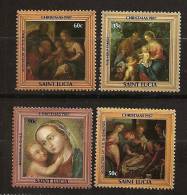 Sainte Lucie Lucia 1987 N° 878 / 81 ** Noël, Tableau, Madone, Adoration Des Bergers, Adoration Des Mages, Sainte Famille - St.Lucia (1979-...)