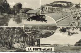 CPSM LA FERTE ALAIS (Essonne) - 5 Vues : Camp De Vol à Voile, La Piscine, Vue Générale, Terrain De Camping, La Gatine - La Ferte Alais