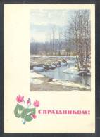 1281 RUSSIA 1966 ENTIER POSTCARD A 11295 (**) Mint MARCH 8 WOMAN DAY MOTHER LANDSCAPE NATURE RIVER FOREST BOIS FLOWER - 1960-69