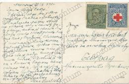 1933 NEGOTIN Park I Saborna Crkva,stamps Red Cros, Srbija Serbia, Old Photo Postcard - Lettres & Documents