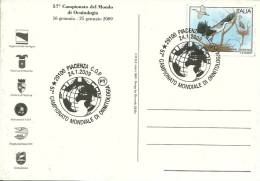 Italia Piacenza 2009 / Championato Mondiale De Ornitologia / Héron Reiger Heron / Perroquet Papegaai Parrot / 2 Scans - Mechanical Postmarks (Advertisement)