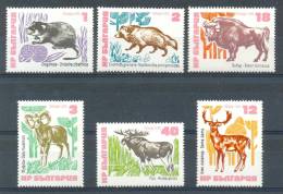 MR644 FAUNA ZOOGDIEREN HERT DAS BISON MAMMALS BADGER DEER BIZON DAMHIRSCH MARDERHUND BISAMRATTE BULGARIA 1973 PF/MNH # - Animalez De Caza