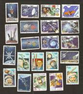 Bc.7. Cuba LOT Set Of 21 - SPACE 1973 1976 1983 Astronautic 1980 Intercosmos 1982 Research 1986 Annivarsary - Usati