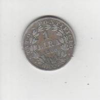 - 1 Lira 1866 R ,stato Pontificio, PIVS IX PONT MAX AN XXI (argent) - 1 Lire