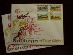 KUT 1975 EAST AFRICA GAME LODGES  Issue 4 Values To 2/50 On ILLUSTRATED OFFICIAL FDC. - Kenya, Ouganda & Tanzanie