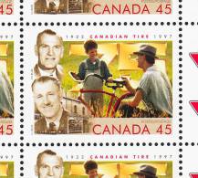 Canada MNH Scott #1636i Sheet Of 12 With Variety 45c J.W. And A.J. Billes, Founders - 75th Anniversary Canadian Tire - Hojas Completas