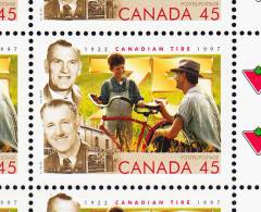 Canada MNH Scott #1636i Sheet Of 12 With Variety 45c J.W. And A.J. Billes, Founders - 75th Anniversary Canadian Tire - Hojas Completas