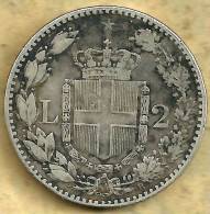 ITALY 2 LIRE SHIELD FRONT KING HEAD BACK 1887 F+ AG SILVER KM23 READ DESCRIPTION CAREFULLY !!! - 1878-1900 : Umberto I