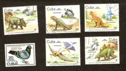 Bc.7. Cuba LOT Set Of 6 - 1985 Fauna Pigeon Unused - Prehistoric Animals - Dinaosaurs Dinaosaur - Oblitérés