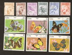 Bc.3. Cuba LOT Set Of 12 - 1981 FAUNA Animals Animal 1984 Insects Insect Butterflies Butterfly - Used Stamps