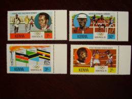 KENYA 1976 OLYMPIC GAMES,MONTREAL Issue 4 Values To 3/-  MNH With Special PRESENTATION CARD. - Kenia (1963-...)